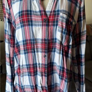 The Limited Womens Casual Plaid Shirt - Red, Blue, and White
